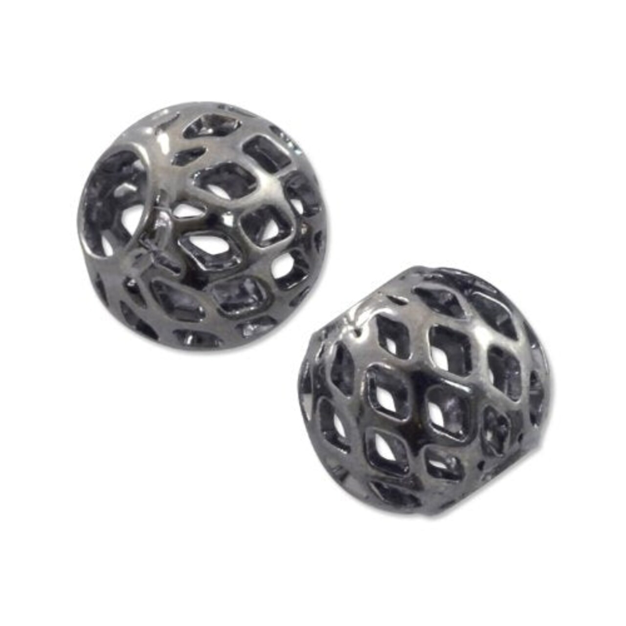 Round Filigree Bead 6mm Gunmetal Plated (Package of 10 Beads)